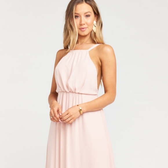Show Me Your MuMu Amanda blush sleeveless backless halter maxi dress - Picture 3 of 11